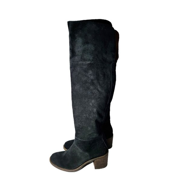 Lucky Brand Shoes - Lucky Brand Womens Ramsden Over The Knee Boots Sz 8.5M Black Leather Heeled Tall